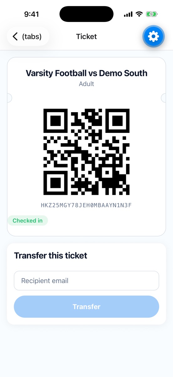 Endless Seats app: a ticket with its QR code